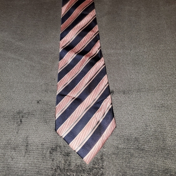 Pink & Dark Blue Striped Necktie Geoffrey Beene - Picture 1 of 7